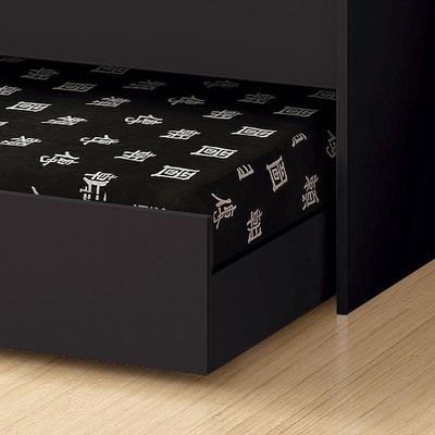 Cama Solteiro Bicama Cabeceira Bau 220x88 Bb28 Preto Dtall Preto