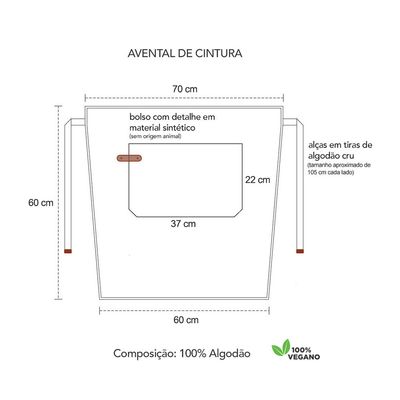Avental de Cintura Marrom Cafeteria Bar Pub Barbearia 10un