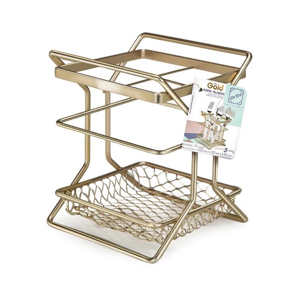 Porta-Talher Arthi com Divisória Piatina Dourado