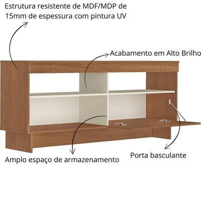 Rack De Sala Para Tv 65 Artely City Cinamomo Off White