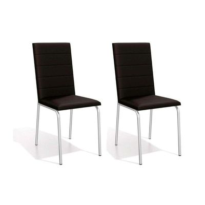 Conjunto Mesa Sala Jantar Loire Com Tampo De Vidro 120x80cm E 6 Cadeiras Amsterdã Cromada Capuccino Kappesberg