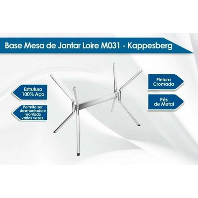 Conjunto Mesa Sala Jantar Loire Com Tampo De Vidro 120x80cm E 6 Cadeiras Amsterdã Cromada Capuccino Kappesberg