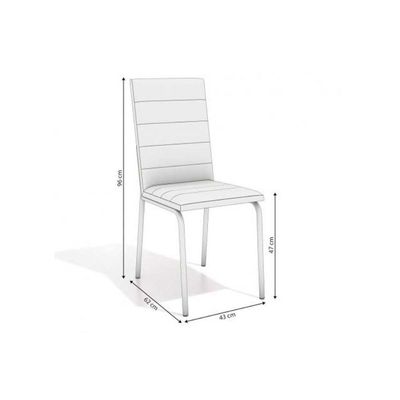 Conjunto Mesa Sala Jantar Loire Com Tampo De Vidro 120x80cm E 6 Cadeiras Amsterdã Cromada Capuccino Kappesberg