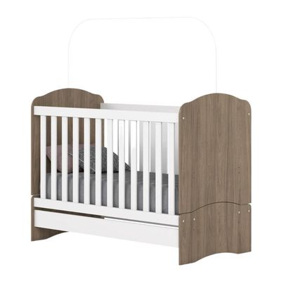 Berço Mini Cama 2 Em 1 Bala De Menta Rústico Branco