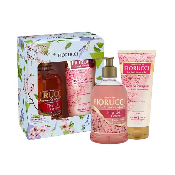 kit Sabão Líquido 500 ml + Loção Hidratante 200ml Flor de Cerejeira