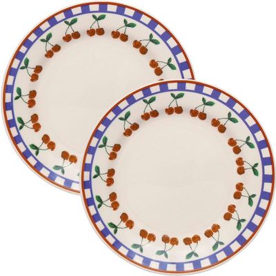 Jogo Pratos Raso Jantar 12 Pessoas 12 Peças Jardim Cerejas 26cm