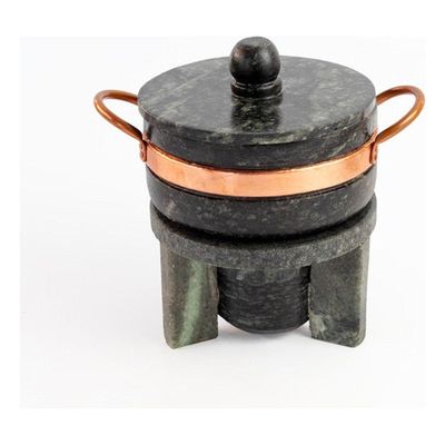 Kit Fondue Pedra Sabão Completo Com Churrasqueira Oval - 22 Peças