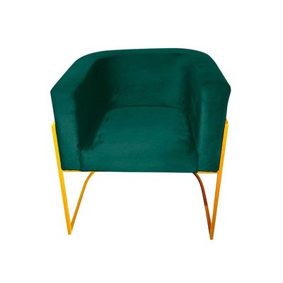 Kit 8 Poltronas Decorativa Sala De Estar Base De Ferro Dourada Veludo Verde
