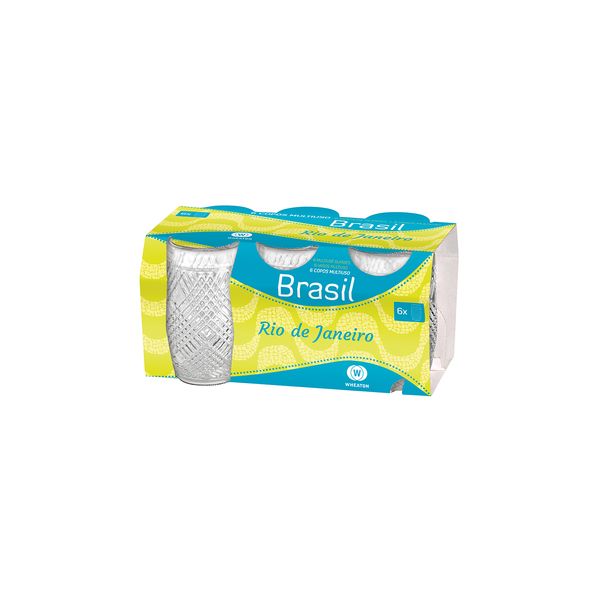 Jogo de Copos Wheaton Rio de Janeiro em Vidro Quadriculado com 6 Peças 330ml