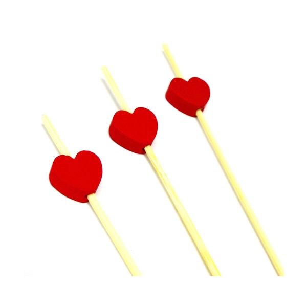 Palito para Petisco Silver Bambu Coração Vermelho 12 cm com 20 unidades Palito para Petisco Silver Bambu Coração Vermelho 12 cm com 20 unidades