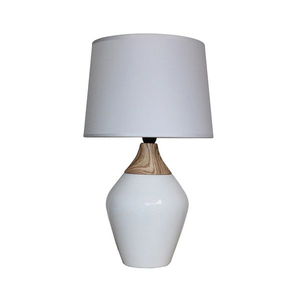 Abajur de Cerâmica Le Wood 37cm Branco Bivolt