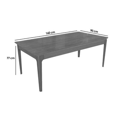 Mesa Para Cozinha Mira Madeira Maciça Com Tampo Madeirado Com Vidro 90x160cm 7895155626747 Kappesberg