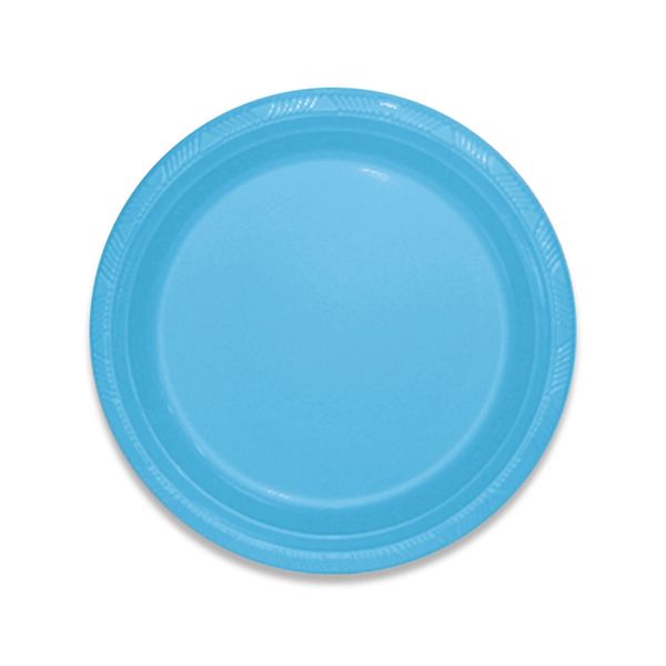 Prato de Plástico Silver Plastic Happy Line Azul Claro Prato de Plástico Silver Plastic Happy Line Azul Claro
