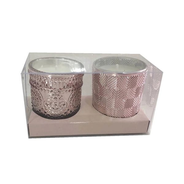 Vela no Copo de Vidro Rosé Gold com 2 Unidades