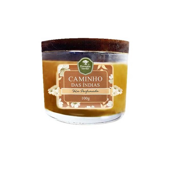 Vela Copo com Tampa de Madeira Floresta Verde Caminho das Índias 100g