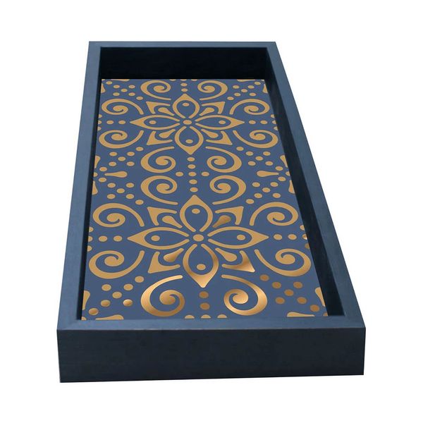 Bandeja Floral Neoclassica Kapos 15x30cm Preto