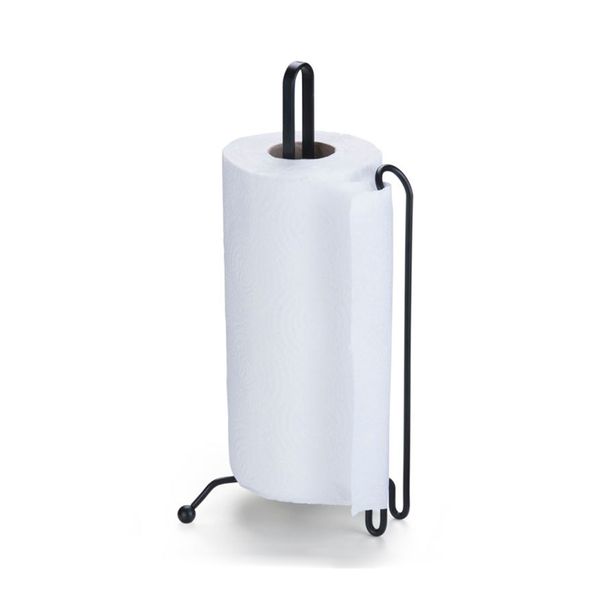 Porta Rolo de Papel Toalha de Mesa Arthi Black em Aço Cromado Preto