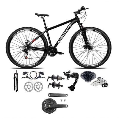 Bicicleta Aro 29 Absolute Nero 5 Câmbio Traseiro Shimano Alívio E Altus 27v Freio Hidráulico Garfo Trava Preto Tam 19