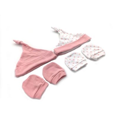 kit Touca e Luva Le Baby Rosa com 4 Unidades