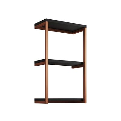 Nicho De Parede Industrial 3 Prateleiras Milão Cobre E Preto Marrom