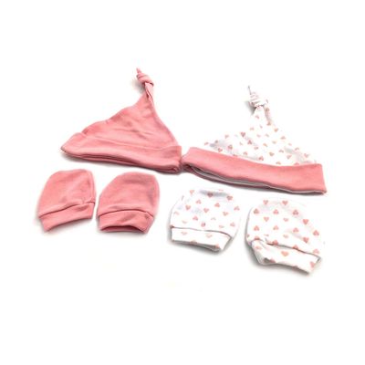 kit Touca e Luva Le Baby Rosa com 4 Unidades