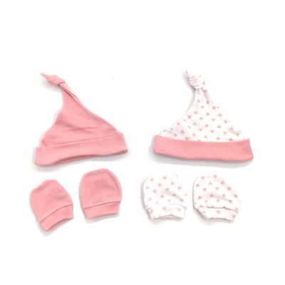 kit Touca e Luva Le Baby Rosa com 4 Unidades
