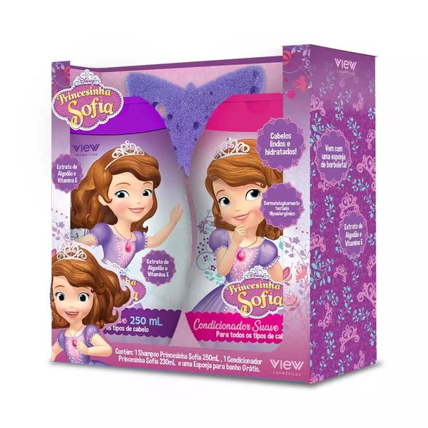 Kit Shampoo e Condicionador Princesinha Sofia com Esponja Kit Shampoo e Condicionador Princesinha Sofia com Esponja