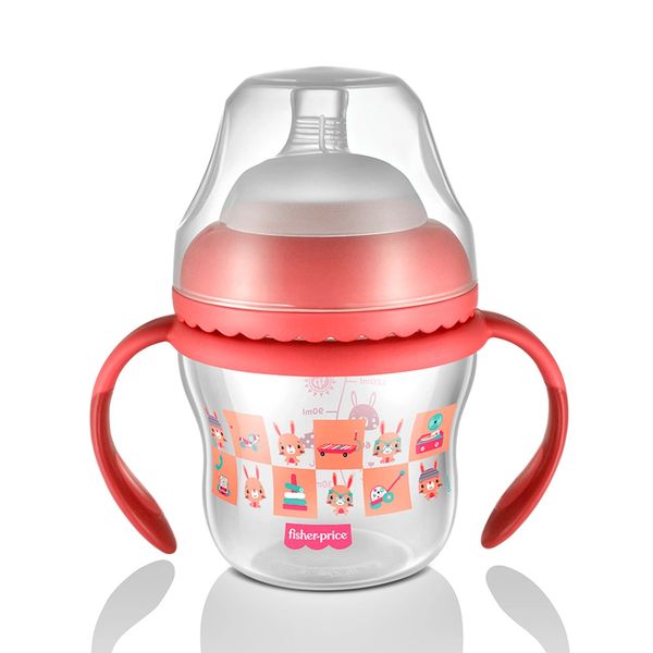 Copo para Treinamento Fisher Price First Moment com Bico Extra mais Alça Removível Rosa 150ml