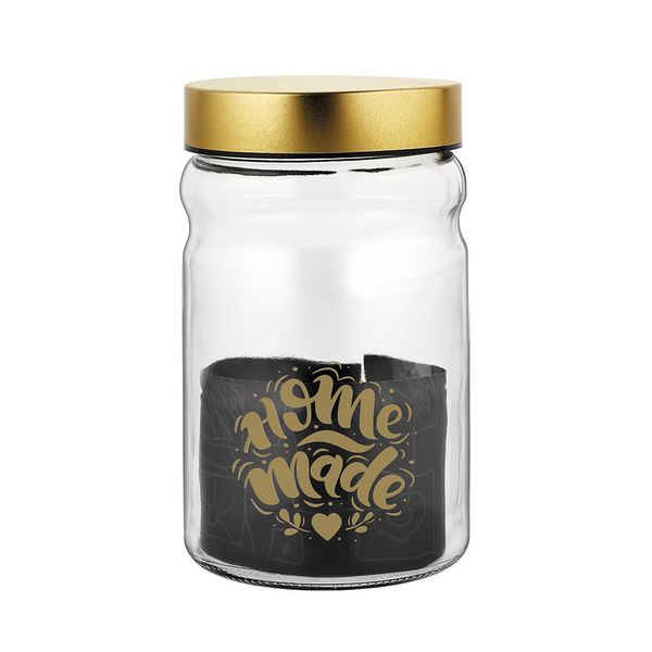 Pote Le Metal em Vidro com Tampa Redondo Dourado 1,4L