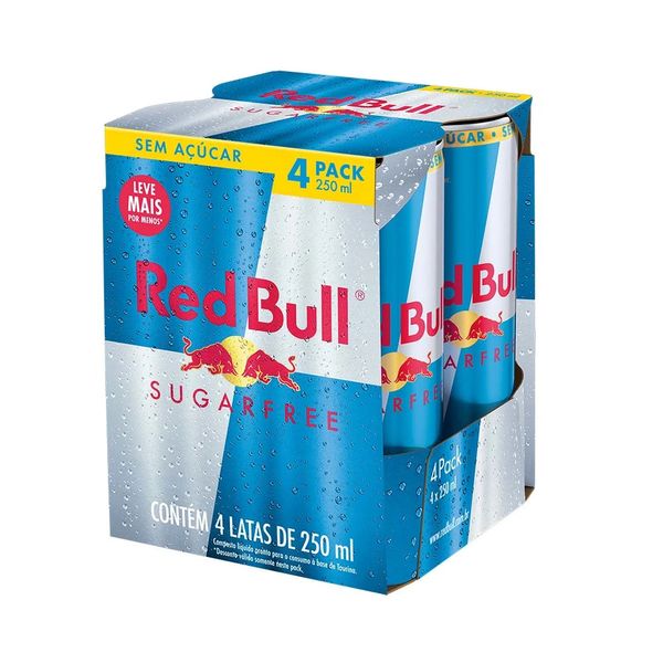 Energético Red Bull Energy Drink Sugar Free 250ml Pack 4 Latas