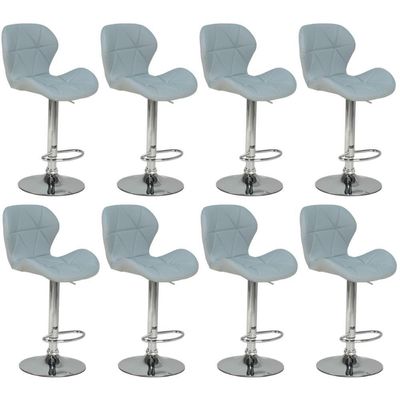 Kit 08 Banquetas Slim Estofada Giratória Com Regulagem De Altura - Cinza