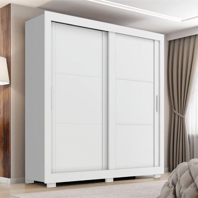 Guarda Roupas Casal 2 Portas De Correr 4 Gavetas Titanium Zanzini Branco
