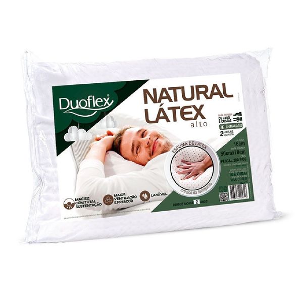 Kit 2 Travesseiros Natural Latex Alto 50cm x 70cm Duoflex