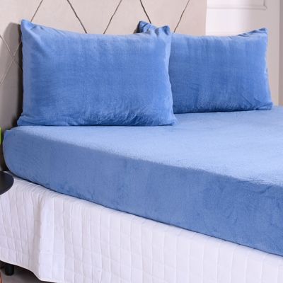 Jogo lencol Solteiro Microfibra Plush 2Pcs Azul Hipertextil