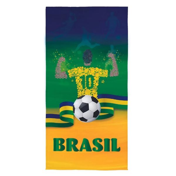 Toalha de Banho Praia 70x140cm Brasil Torcida Lepper Toalha de Banho Praia 70x140cm Brasil Torcida Lepper