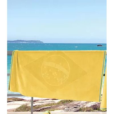 Toalha de Banho Praia Jacq. 70x140cm Brasil Amarelo Bouton