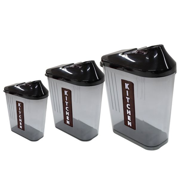 Conjunto de Potes em Acrílico para Mantimentos Le Preto 3 Peças Conjunto de Potes em Acrílico para Mantimentos Le Preto 3 Peças