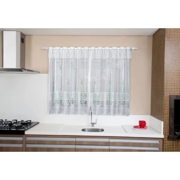 Cortina Cozinha Valência Lisa 280cmx150cmx30cm Interlar Marfim