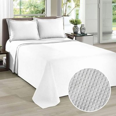 Colcha Queen 3 Peças Algodão Piquet Favo Branco Dohler
