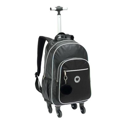 Kit Mochila De Rodinhas + Lancheira + Estojo Just Love Denlex Preta