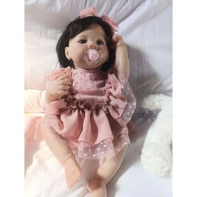 Bebê Reborn Menina Realista Artesanal Corpo De Vinil De Silicone Macio