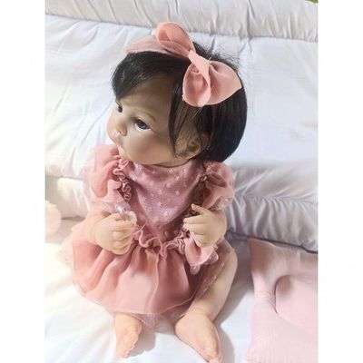 Bebê Reborn Menina Realista Artesanal Corpo De Vinil De Silicone Macio