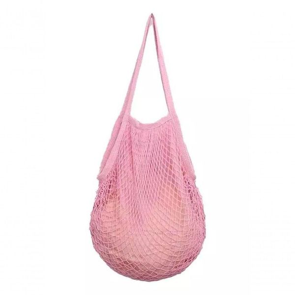 Bolsa De Praia Feminina Saco De Rede Macramê Verão Piscina Com Alça rosa Claro