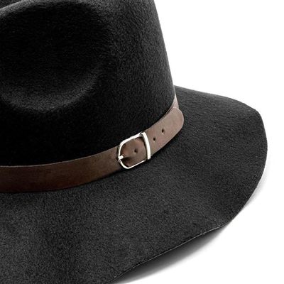 Chapéu Fedora De Feltro Aba Média Maleável Cata Ovo Cowboy Rodeio Unissex Batateiro Preto