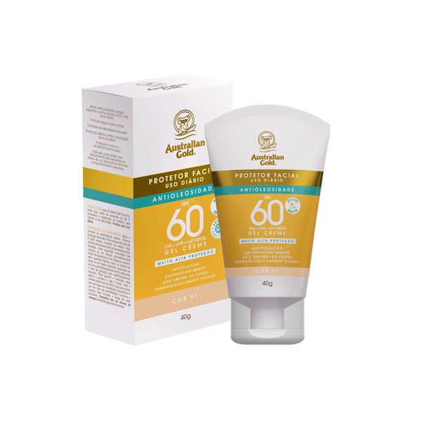 Protetor Solar Facial Australian Gold C Cor Gel Creme Cor 1 Fps 60 40g