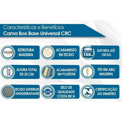 Cama Box Queen: Colchão Ortopédico D28 - Ag65 Anjos Star + Base Crc Suede Black (158x198)