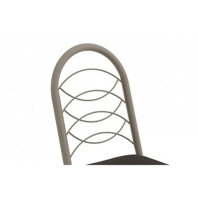 Conjunto Mesa Sala Jantar Volga Com Tampo De Vidro 95cm E 4 Cadeiras Holanda Niquel Capuccino Kappesberg