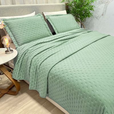 Kit Cobre Leito Colcha Ryviera King Dupla Face 3 Peças - Verde Claro