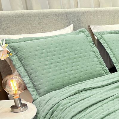 Kit Cobre Leito Colcha Ryviera King Dupla Face 3 Peças - Verde Claro
