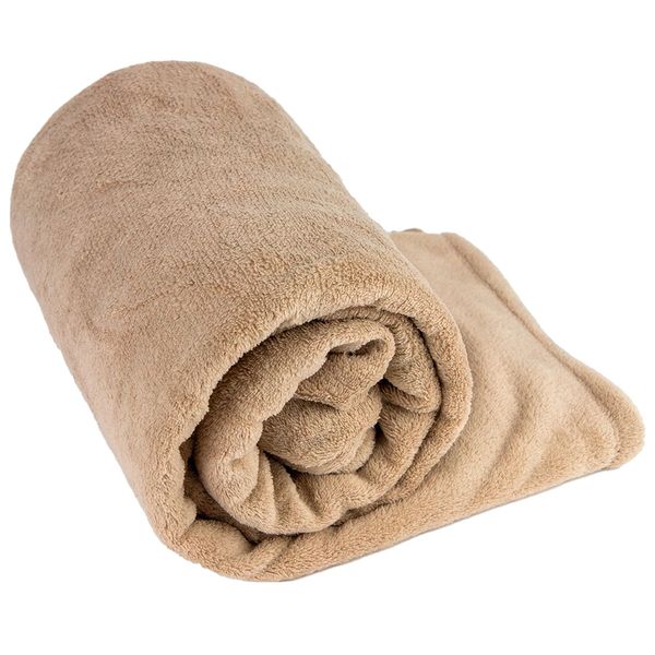 Manta Cobertor Queen Fleece Andreza Lisa 100% Poliéster Bege
